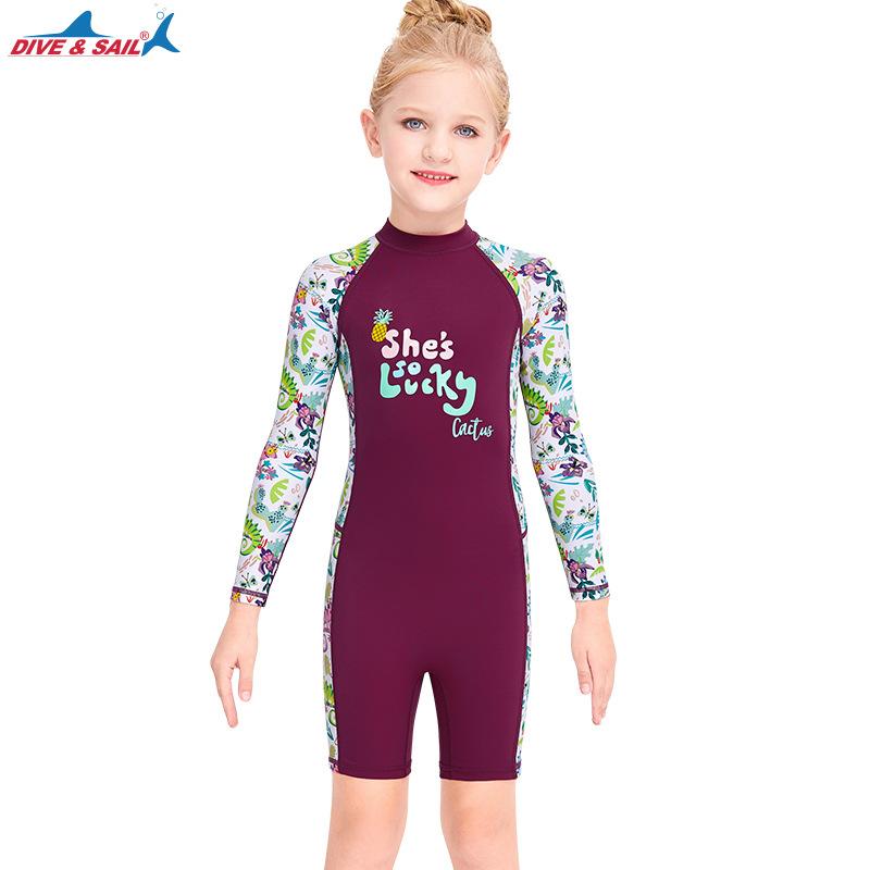Новый детский купальник с защитой от солнца, слитный купальник, пляжный купальник с длинными рукавами, быстросохнущий, для снорклинга, от медуз, гидрокостюм для дайвинга