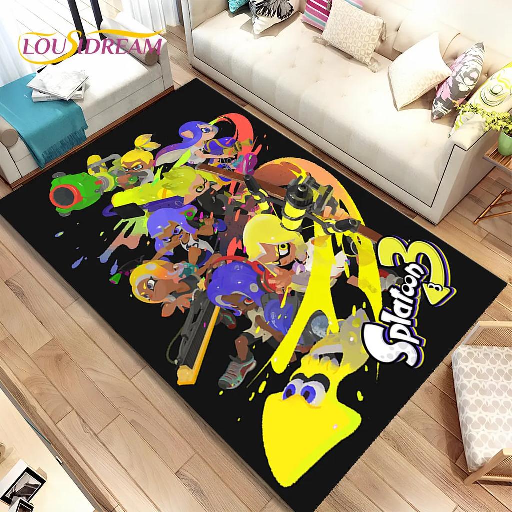 Игры, Splatoon, Мультяшный ковер с изображением геймеров, Ковер для гостиной, спальни, дивана, Придверный коврик, Декорация, Детский нескользящий коврик для пола