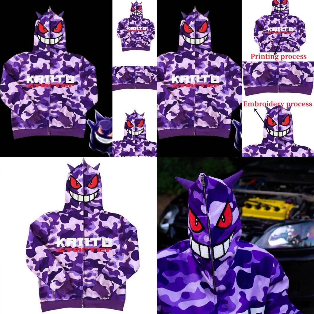Модная толстовка с капюшоном на молнии Gengar Pokémon для осени