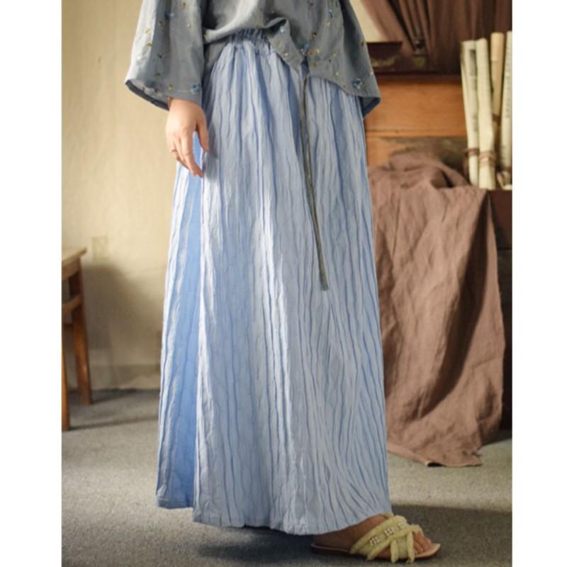 Johnature Женские винтажные юбки высокого качества, эластичная талия, синие, весенние, свободные, мягкие