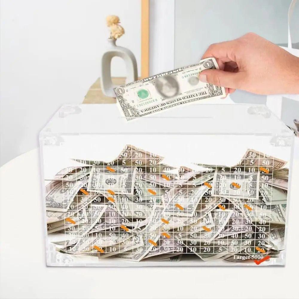 Acrylic Piggy Bank 1000/5000/10000 Money Saving Jar Kids Gift Money Box  Children