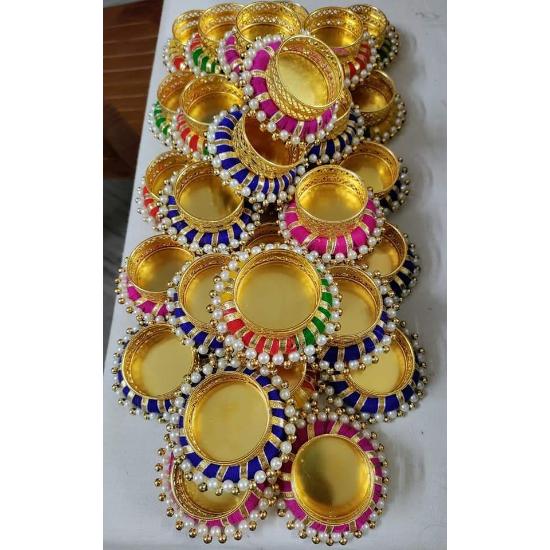 Beautiful Pearl Vibrant Color Candle Holder for Diwali, Event and Festival Decorations.