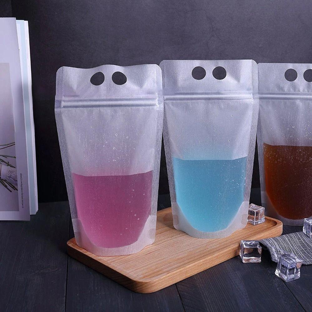 50Pcs Disposable Seal Pouches Frosted Smoothie Bags New Juice Drinking Bags