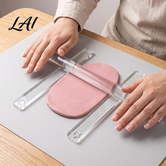 Acrylic Clay Thickness Rulers 1 Pair 2/3/4/5/6mm Pottery Guide Polymer Depth Rolling Pin Guide Transparent Ruler for DIY Tools