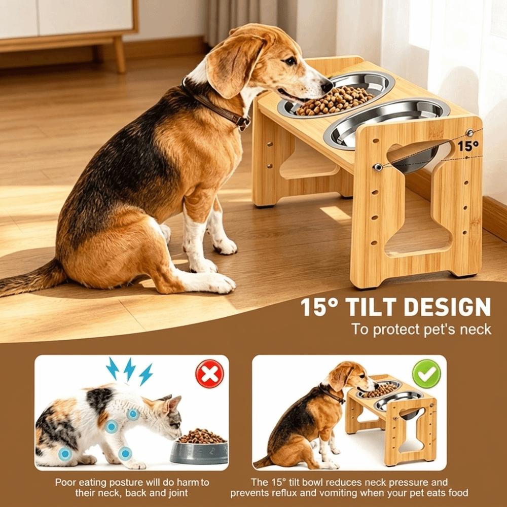 15°Tilt Cat High Foot Bowl Anti Slip Dog Feeding Basin Cat Food and Water Station Pet Feeding