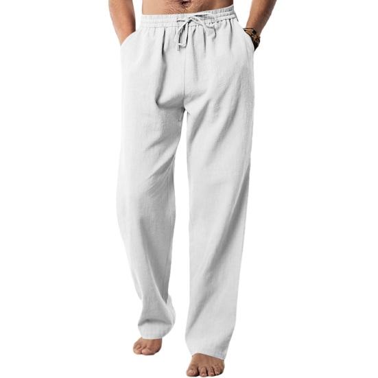 Мужские брюки на шнурке с эластичной резинкой на талии, широкие свободные однотонные брюки полной длины с карманами, повседневные мягкие дышащие мужские спортивные длинные брюки