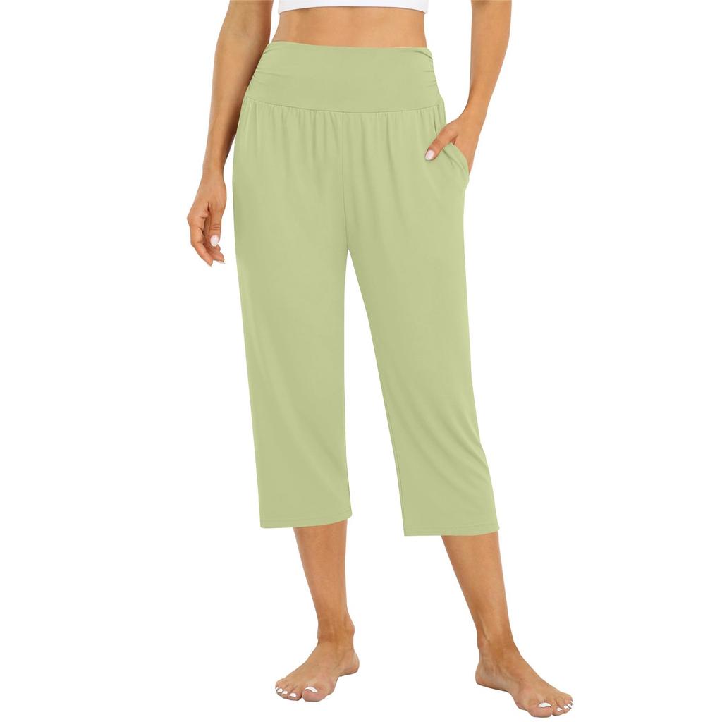 Женские брюки летние свободные штаны для йоги удобные тренировочные штаны с карманами