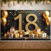 Баннер на 18-летие Черно-золотой Цвет Декор Полиэстер Материал Для Вечеринки Празднование Внутренний Декор Празднование Дня Рождения
