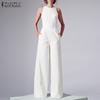 Women Summer Casual O-neck Sleeveless Long Jumpsuits
