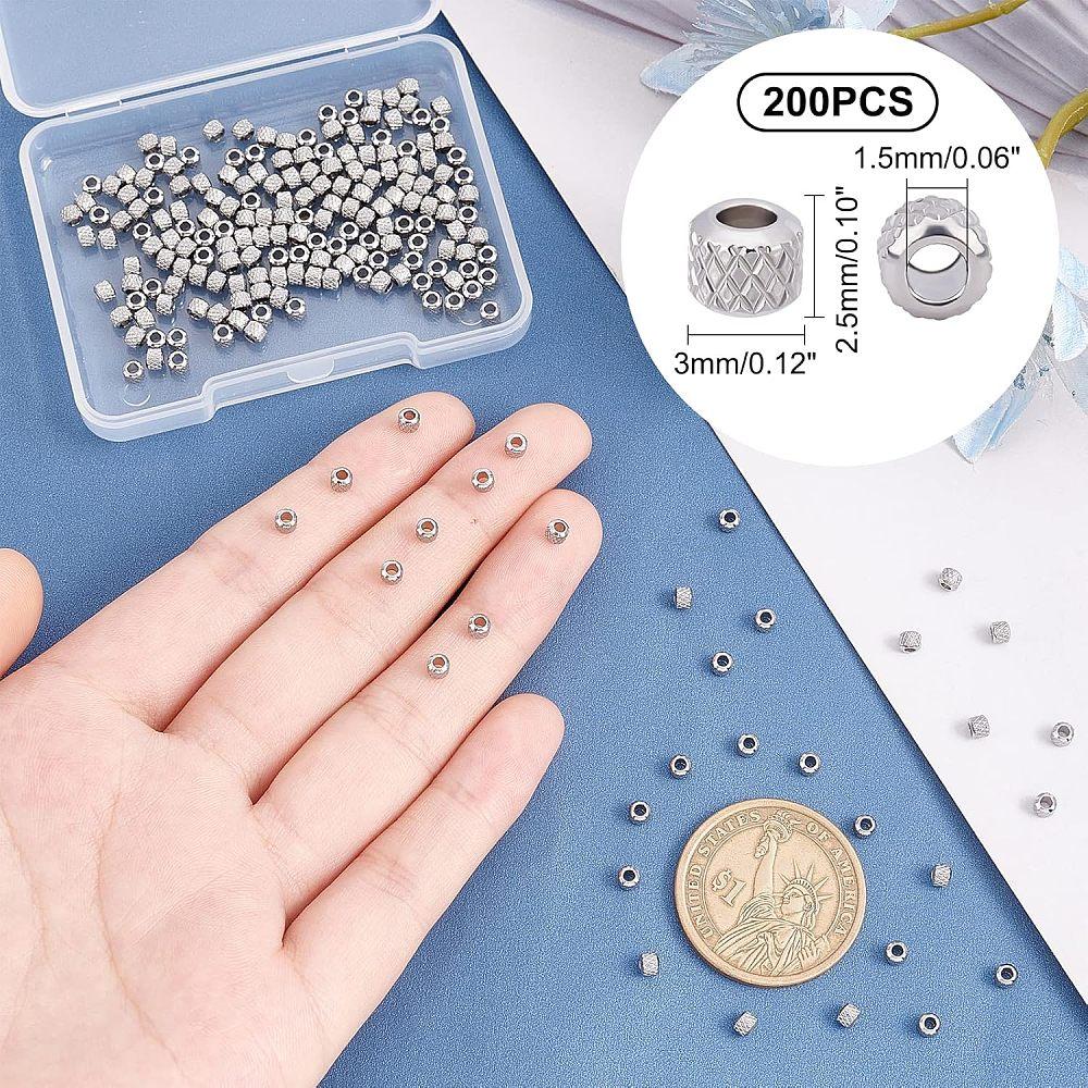 1box 304 Stainless Steel Beads Rondelle Stainless Steel color 3x2.5mm Hole: 1.5mm 200pcs/box