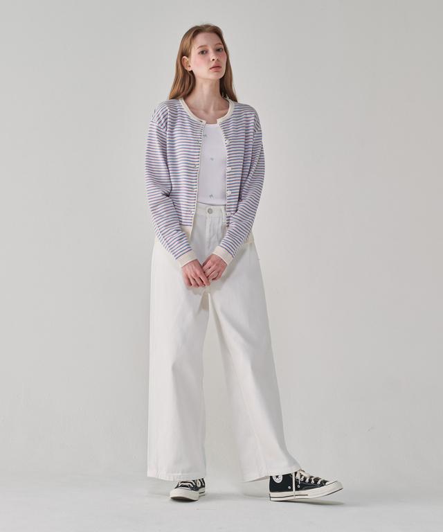 RONRON Multi Stripe Knit Cardigan Blue Pink