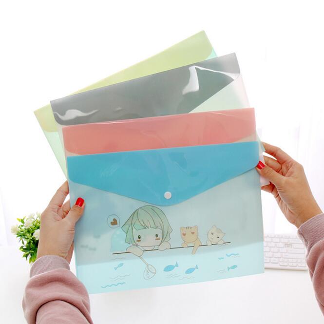 1 шт. водонепроницаемый мультикарманный пластиковый Kawaii A4 папка для файлов сумка-органайзер для документов чехол офисные школьные канцелярские принадлежности