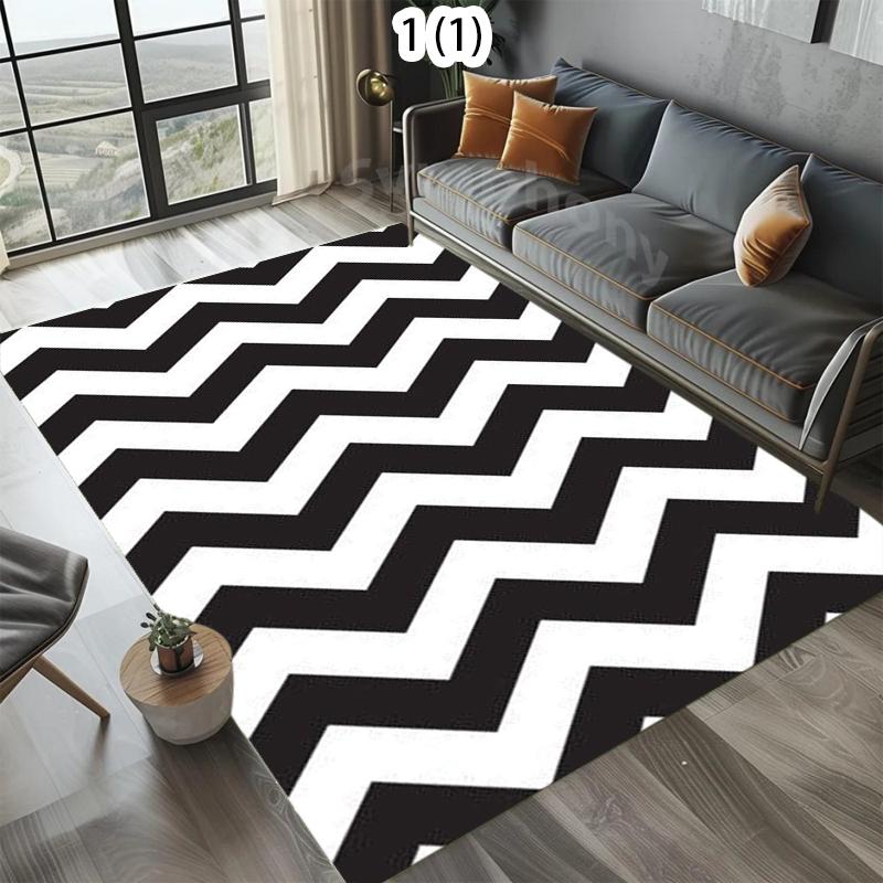 Luxury Black White& Gold Rug Soft Non-Slip Washable Area Carpet Vintage Modern Glitter Floor Mat for Living Bedroom Entryway