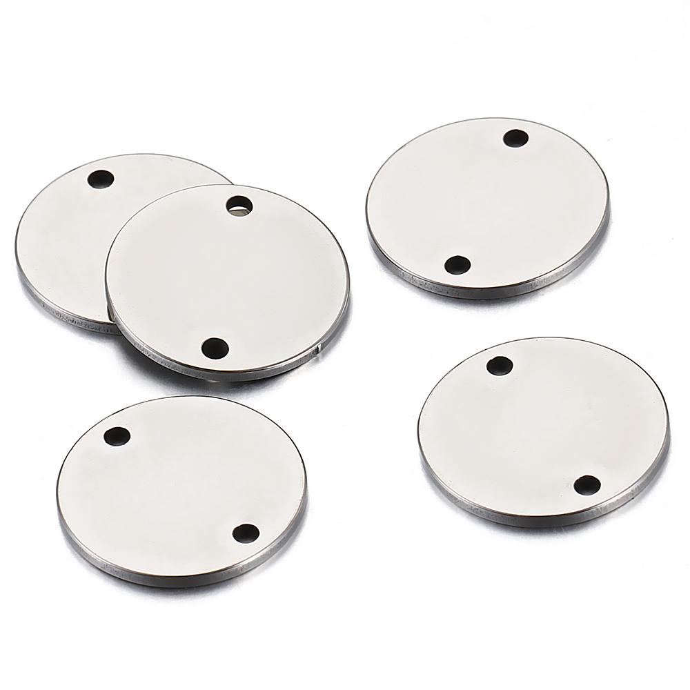 10pcs Gold Stainless Steel Round Charms Pendants for Jewelry Making DIY Necklace Bracelet Two Hole Connectors Charm Beads