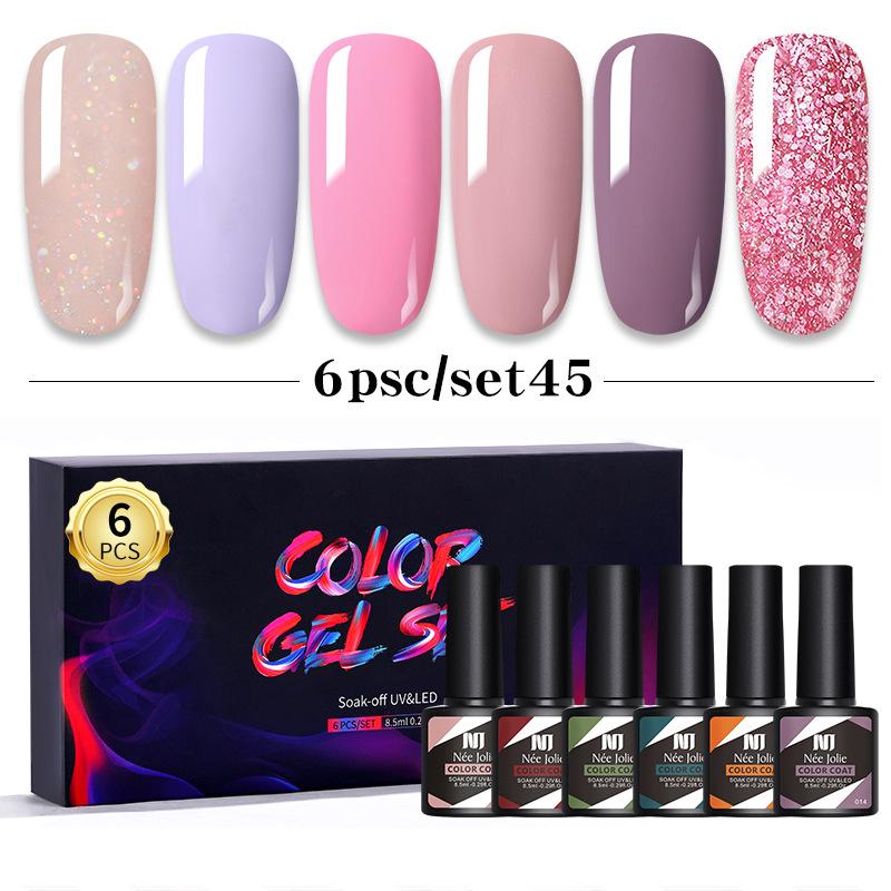 Набор клея для лака для ногтей 8 мл 6 бутылочек в коробке клей для дизайна ногтей Barbie японский цветной клей для ногтей клей для фототерапии