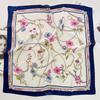 1116 New British Chain Flower Small Square Scarf Fashion Temperament Versatile 71cm Simulation Silk Scarf Decorative Scarf