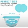 2-Pack Silicone Lids for Pyrex Sculpted Glass Mixing Bowls - Small Sizes Only Fit with 7401-S 3-cup, Dishwasher & Microwave Safe, Blue (Lids Only)