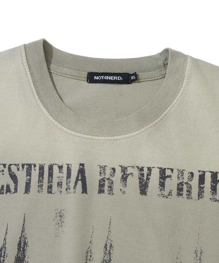 NOT4NERD Triple Sanctuary Bleach Washed Loose Cropped T-Shirts - Beige