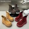 Platform Snow Ankle Boots for Women Suede Flats Shoes Woman 2024 Trend Goth Winter New Classic Fashion Motorcycle Botas De Mujer
