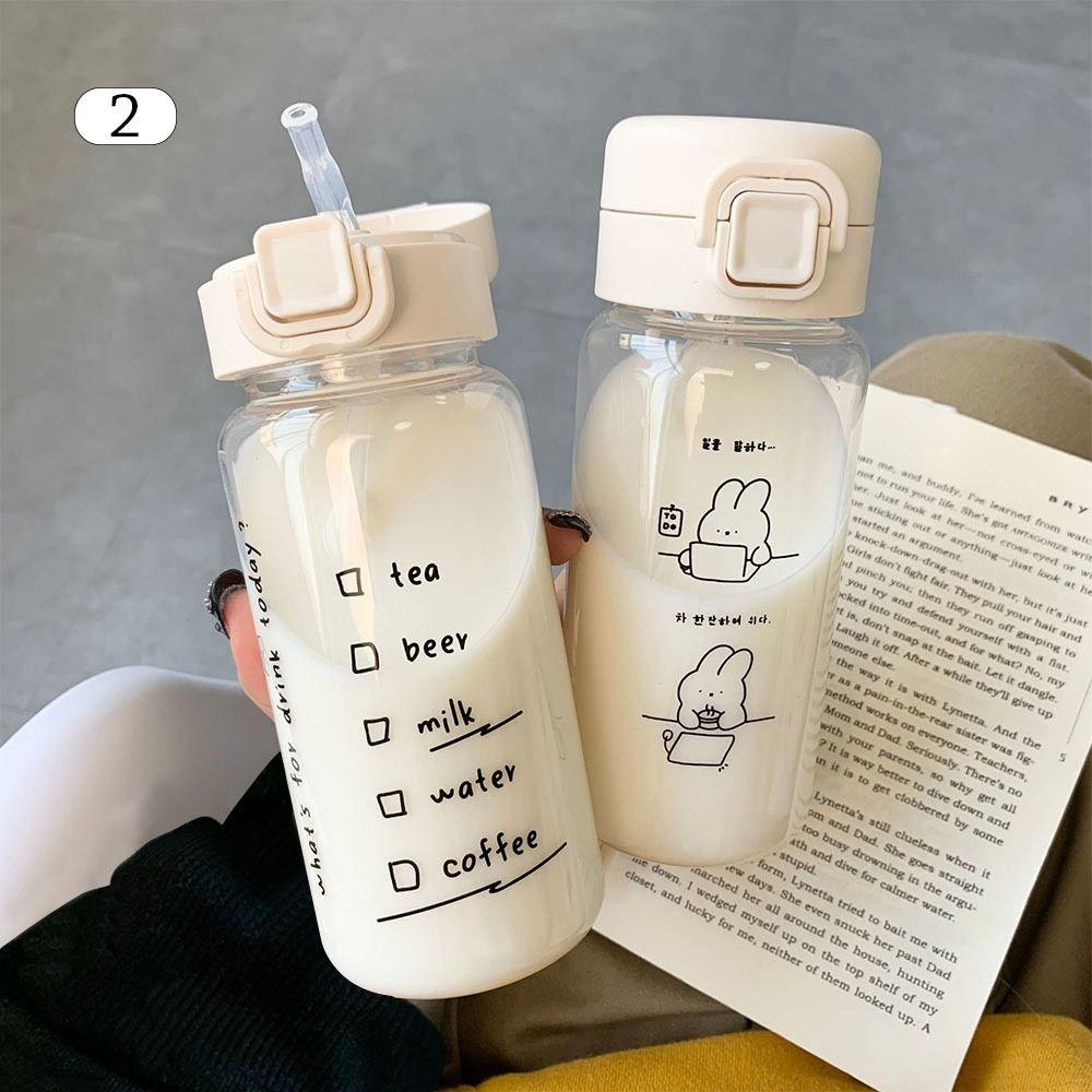 Travel Creative Cute Cartoon With Straw Drinking Cup Water Bottle Drinkware