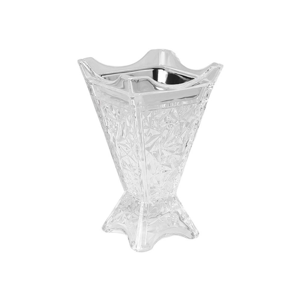 Arabic Style Glass Incense Burner Clear Four-Corner Design Bakhoor Censer Nordic Ironwork Ornament Incense Burning Tray