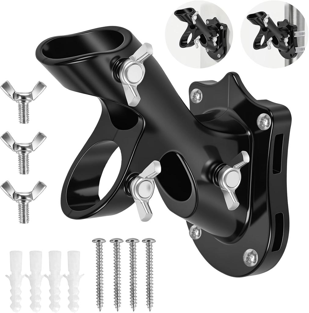 Flag Pole Holder for Outside House, Heavy Duty 1" Flag Pole Mounting Bracket, Aluminum Rustproof Flagpole Bracket Wall Mount with Stainless Hardware
