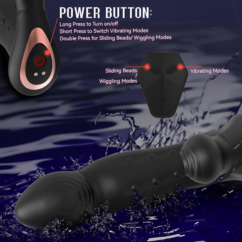 Prostate Massager Male Sex Toys for Men Anal Beads Dildo with 9 Wiggling Thrusting Sliding Beads 9 Vibrating Modes Butt Plug