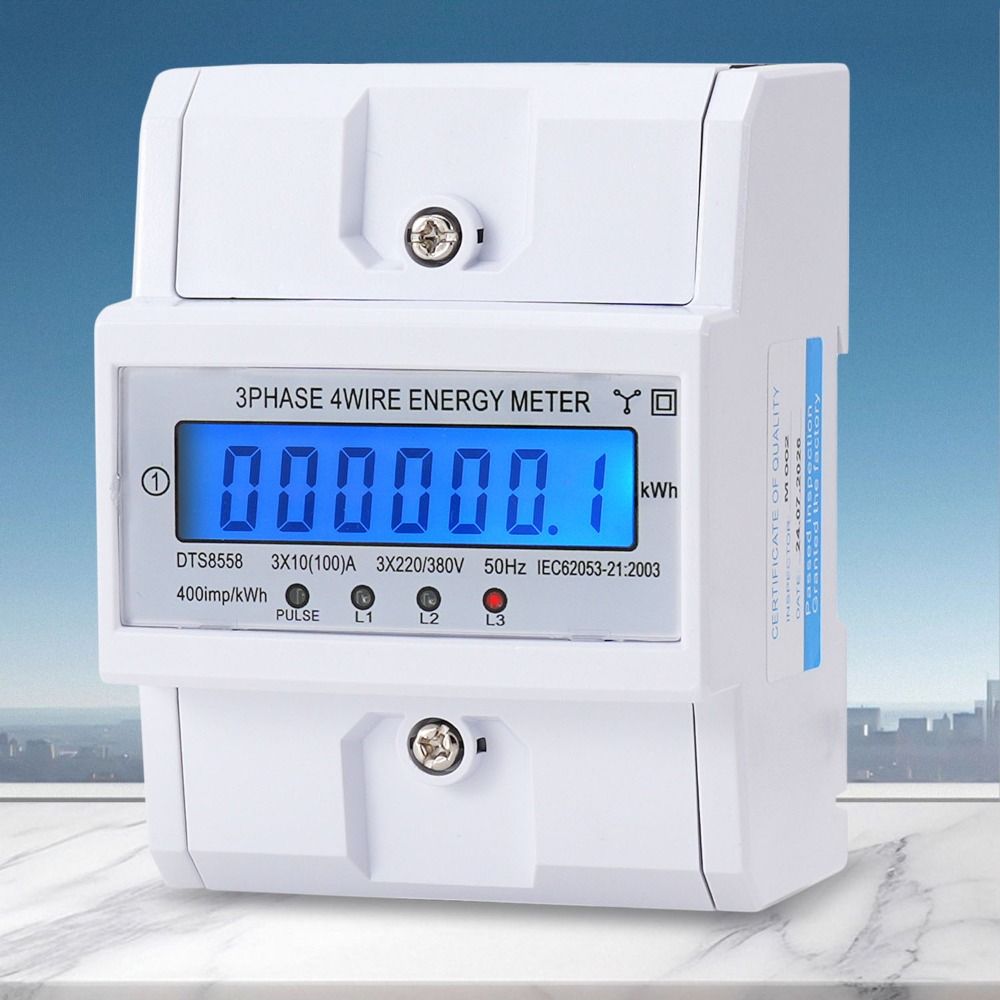 LCD Display LCD AC Din Rail 230V/380V 3 Phase 4 Wire High-precision 3-Phase DIN-Rail Energy Meter Din Rail Mounted