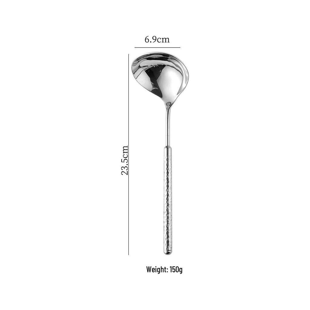 Набор столовых приборов с круглым бриллиантом: Нож для стейка из нержавеющей стали 304, Вилка, Ложка, Лопатка, Половник, Шумовка, Лопатка для жарки.