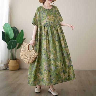 Летние Новые Платья с Круглым Вырезом и Принтом