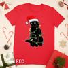 Christmas Cat Shirt For Men Black Cat Christmas Pajama Women Unisex T-shirt