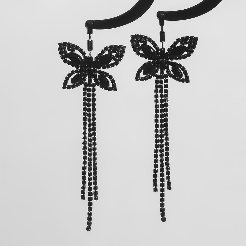 Ходьба Шоу Выступление Высокого Класса Чувство Преувеличенных Кристалл Длинные Серьги-Кисточки Серьги В Форме Бабочки Женские Серьги 1 Пара