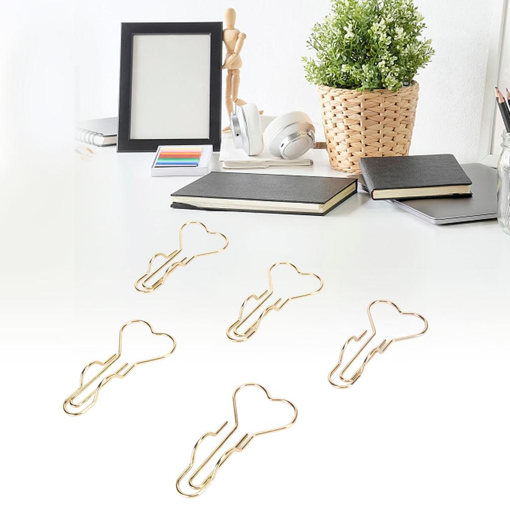 50 шт. зажимов для ручек в форме сердца, металлические держатели для ручек, маленькие милые зажимы для канцелярских принадлежностей, офисных документов