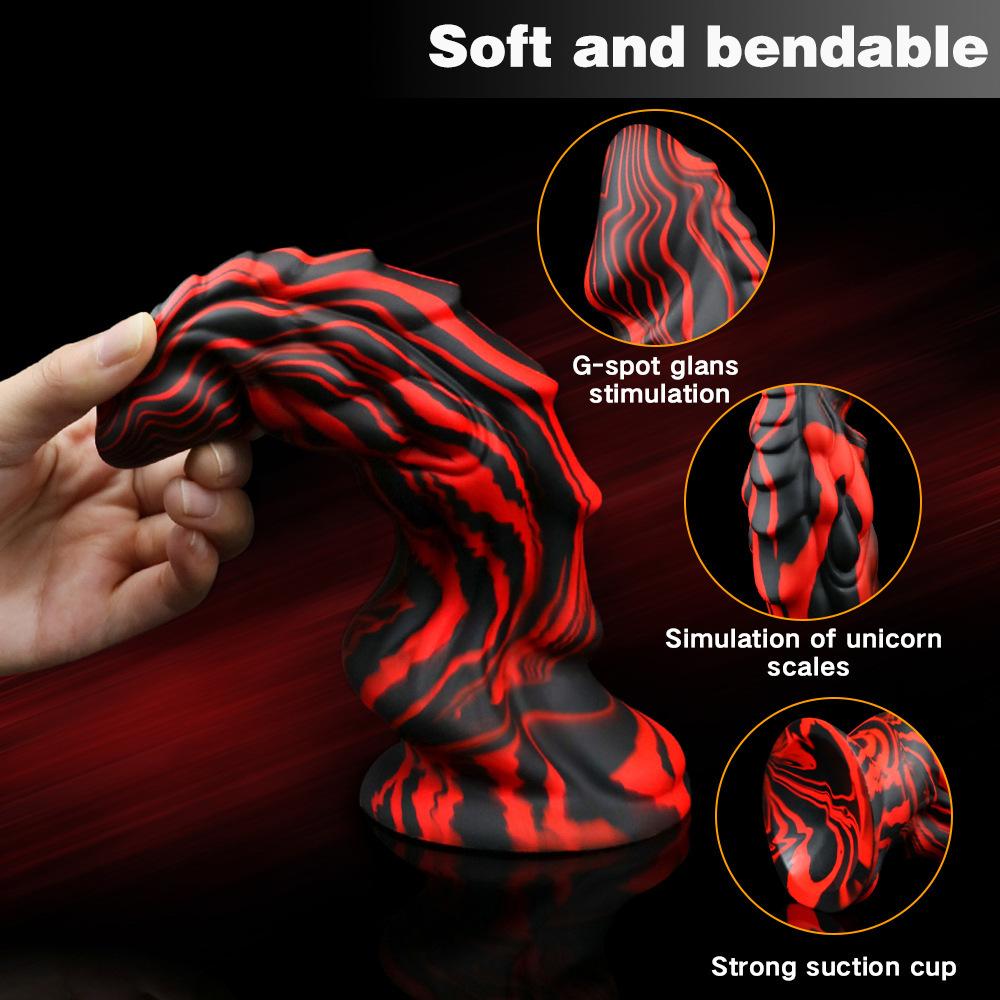 Liquid Silicone Irregular Penis Striped Mixed Color Divine Beast Penis Adult Sexual Product Anal Plug Masturbator