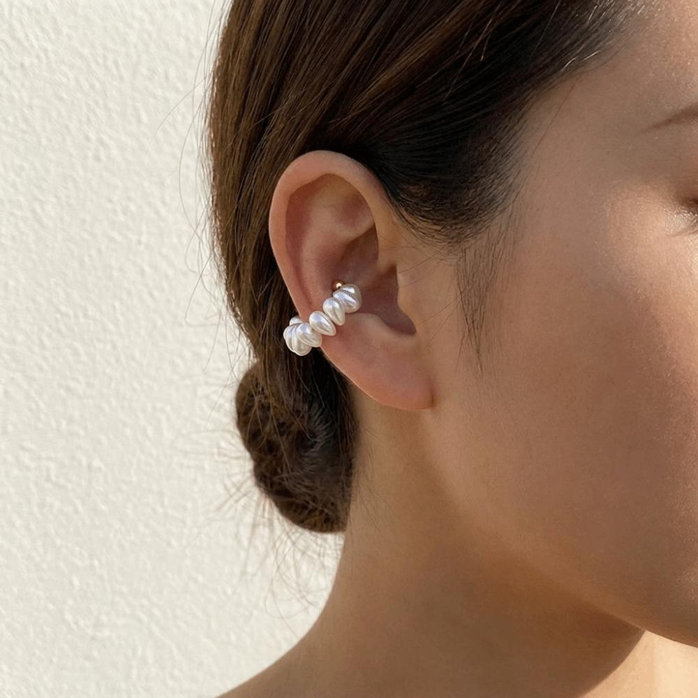 Golded C-shaped Ear Clip Imitation Pearl Gold Jewelry Elegant C Shape Ear Cuff  Jewelry