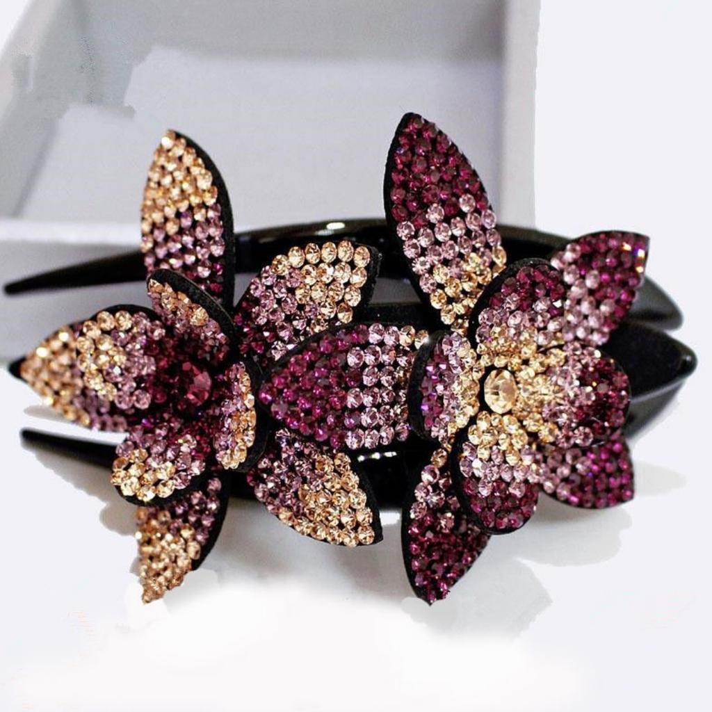 Женщины элегантный гибкий горный хрусталь цветок заколка для волос шпилька коготь подарок