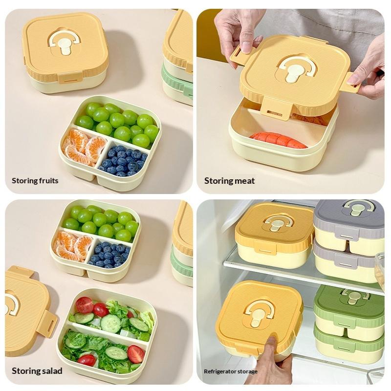 Portable Plastic Lunch Box With Compartment Microwave Safe Fruit Salad Lunch Container Kid Student Leak-Proof Bento Box