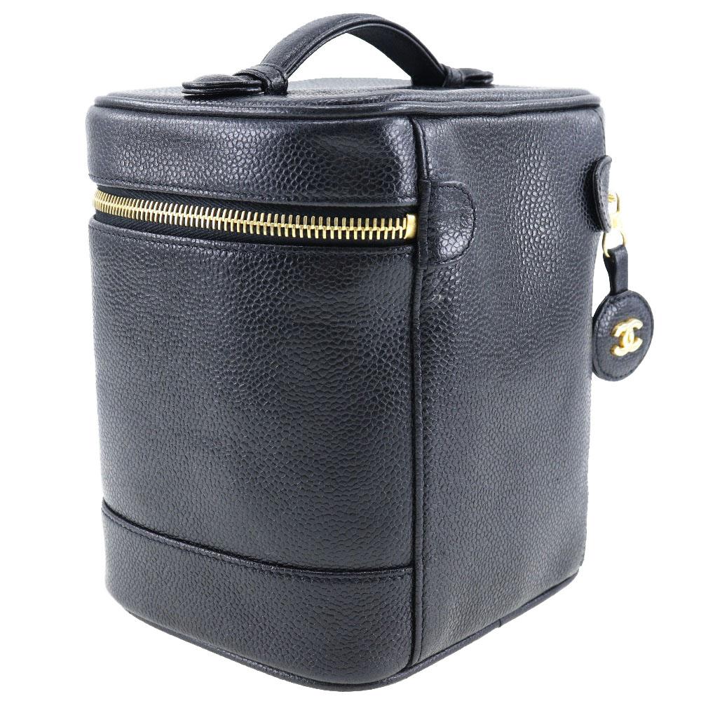 CHANEL Vanity Handbag COCO Mark black Caviar skin Women Used