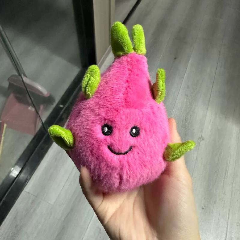 Cute Dragon Fruit Plush Pendant With Chain For Bag Decor And Gifts
