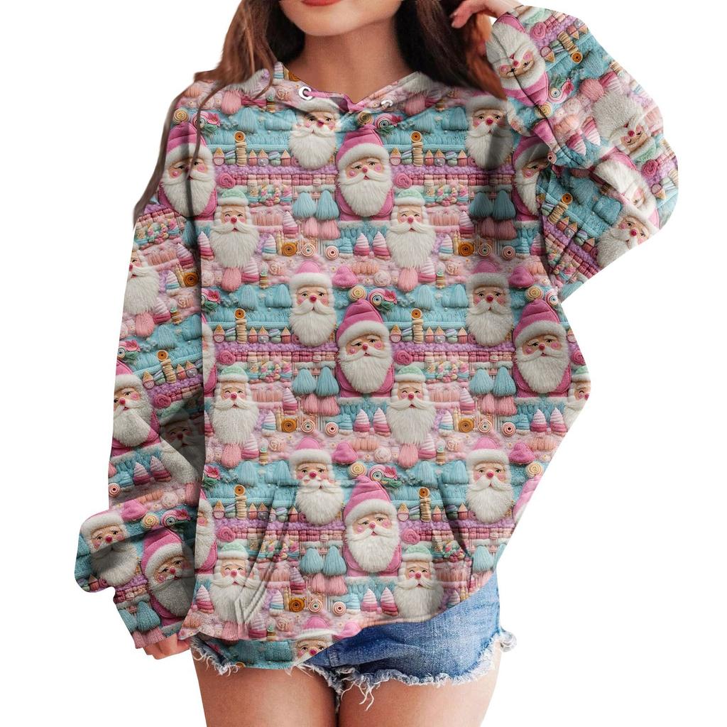 Детские толстовки с капюшоном, свободные рождественские принты, спортивная рубашка с капюшоном, модная спортивная рубашка