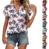 Женский повседневный топ с короткими рукавами, застегивающийся на пуговицы и V-образным вырезом, с градиентными оборками и принтами