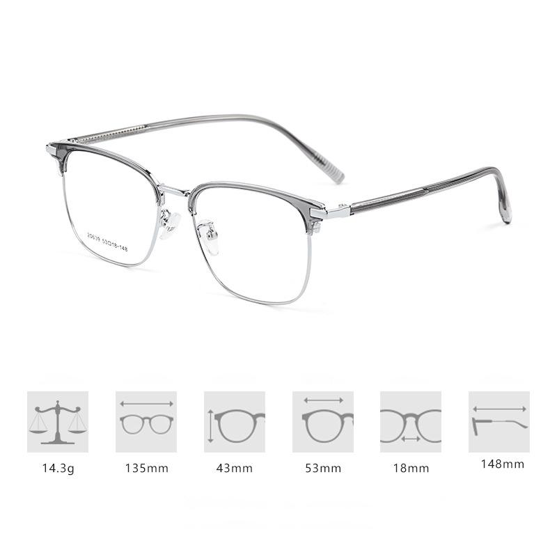 Brand Half-frame Glasses Frame Fashion Alloy Square Eyeglasses Classic Eyebrow Line Design Male Ultralight Business Spectacles