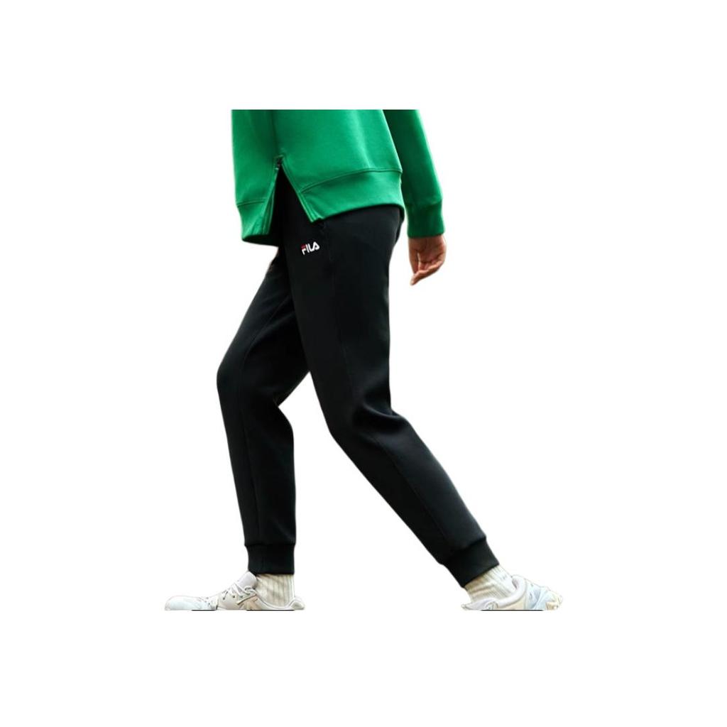 Fila Простые базовые вязаные брюки с манжетами однотонные повседневные длинные женские брюки низ Черный F11W248605FBK