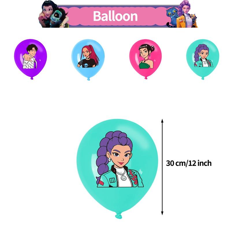 Kpop Demon Hun Theme Party Disposable Tableware Hunter Flag Balloon Caketopper Decor Hunters Group Birthday Party Accessorie