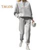 2 Pcs/Set Women Top Pants Set Half Zipper High Collar Long Sleeve Thickened Sweatshirt Stretchy Waist Ankle-banded Trousers Sport Fitness Tracksuit