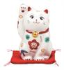 Kutani Ware Iwataya 3.5-inch Maneki-neko (Lucky Cat) with Pine, Bamboo, and Plum Blossoms (with Futon) K9-1530
