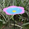 Flower Bird Bath Iron Bird Feeder Tray with Stake Outdoor Water Feeder Flower Bird Bath Bowl for Garden Decoration Bird Lovers Gift