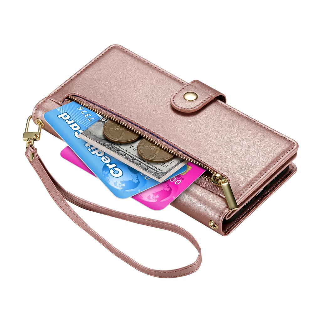 For Oppo A6x 5G / A6x 4G Leather Case Zipper Pocket Wallet Phone Cover with Straps