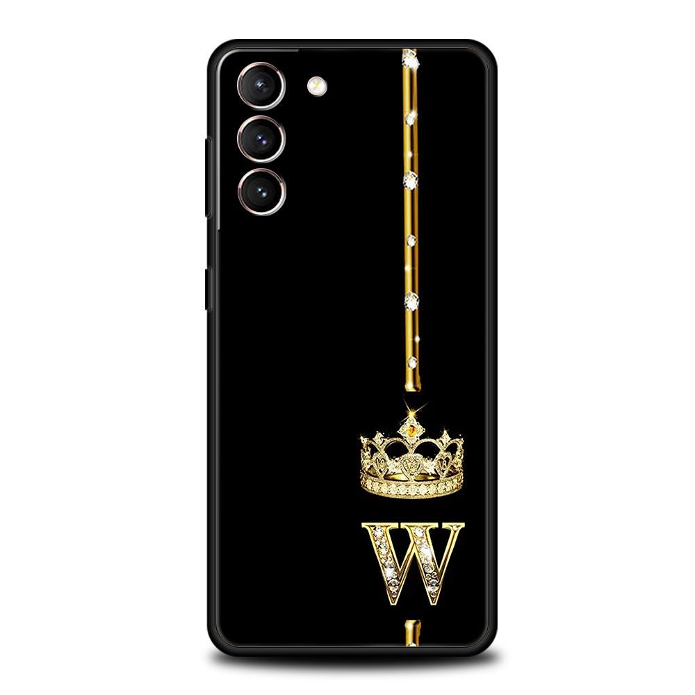 Чехол для телефона с буквой 'D' и короной для Samsung Galaxy S24 S23 Ultra S22 S21 S20 FE 5G S10 S10E S9 Plus S8 Мягкий черный чехол
