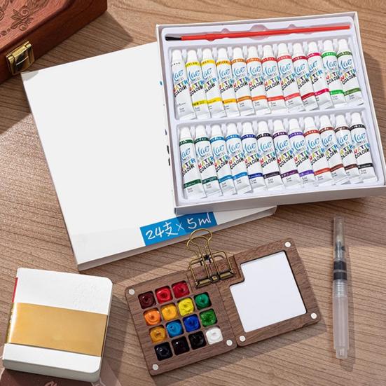 Мини-коробка для акварельных красок Yousheng Pocket Artist Travel Set, палитра из 8/15 цветов, металлический зажим из орехового дерева, портативная акварельная ручка